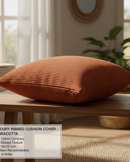 Corduroy Ribbed Cushion Cover – Terracotta