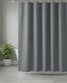 Herringbone Textured Shower Curtain – Grey
