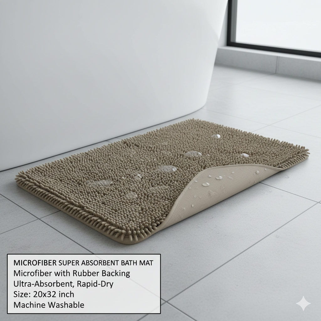 Microfiber Super Absorbent Bath Mat - Taupe - Image 2