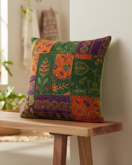 Patchwork Appliqué Cushion Cover – Multicolored