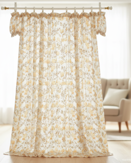 Silk Blend Floral Embroidered Curtain