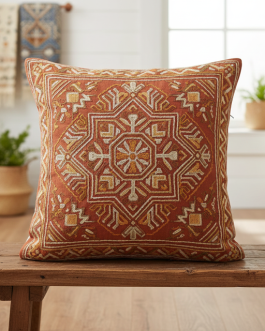 Hand-Embroidered Boho Cushion Cover