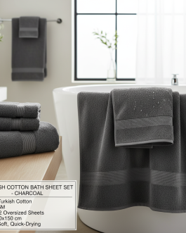 Turkish Cotton Bath Sheet Set – Charcoal
